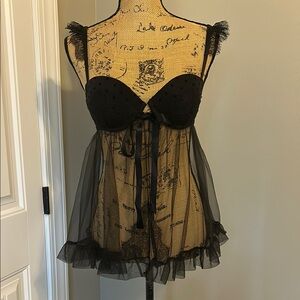 Victoria's Secret Black Lace Chemise with Sheer Elegance